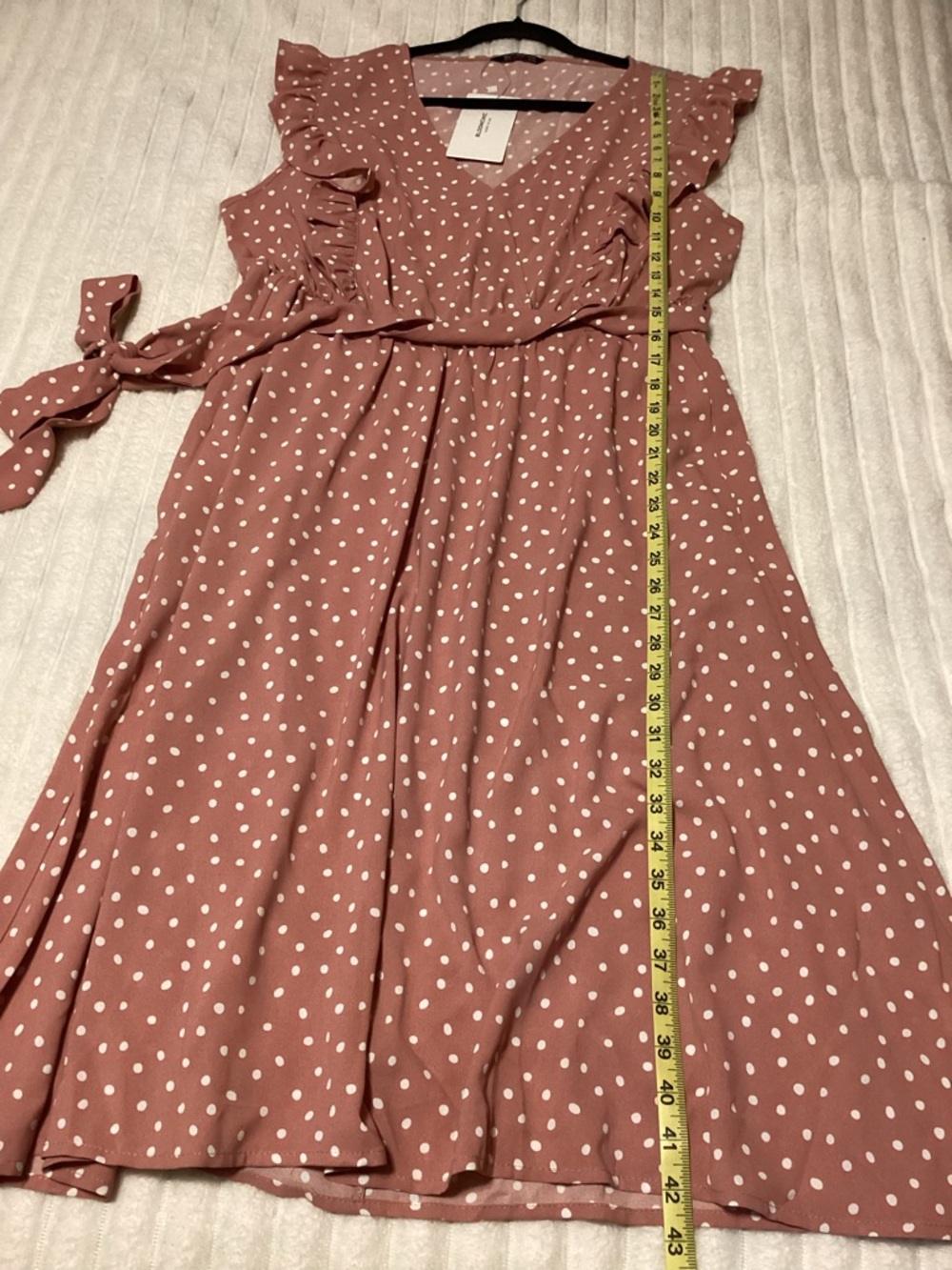 BloomChic Rose Pink Polka Dot Ruffle Midi Dress, size 12, NWT - Picture 7 of 8